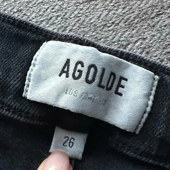 AGOLDE Toni Mid Rise Straight Leg Black Skinny Jeans Size 26 - Picture 7 of 8